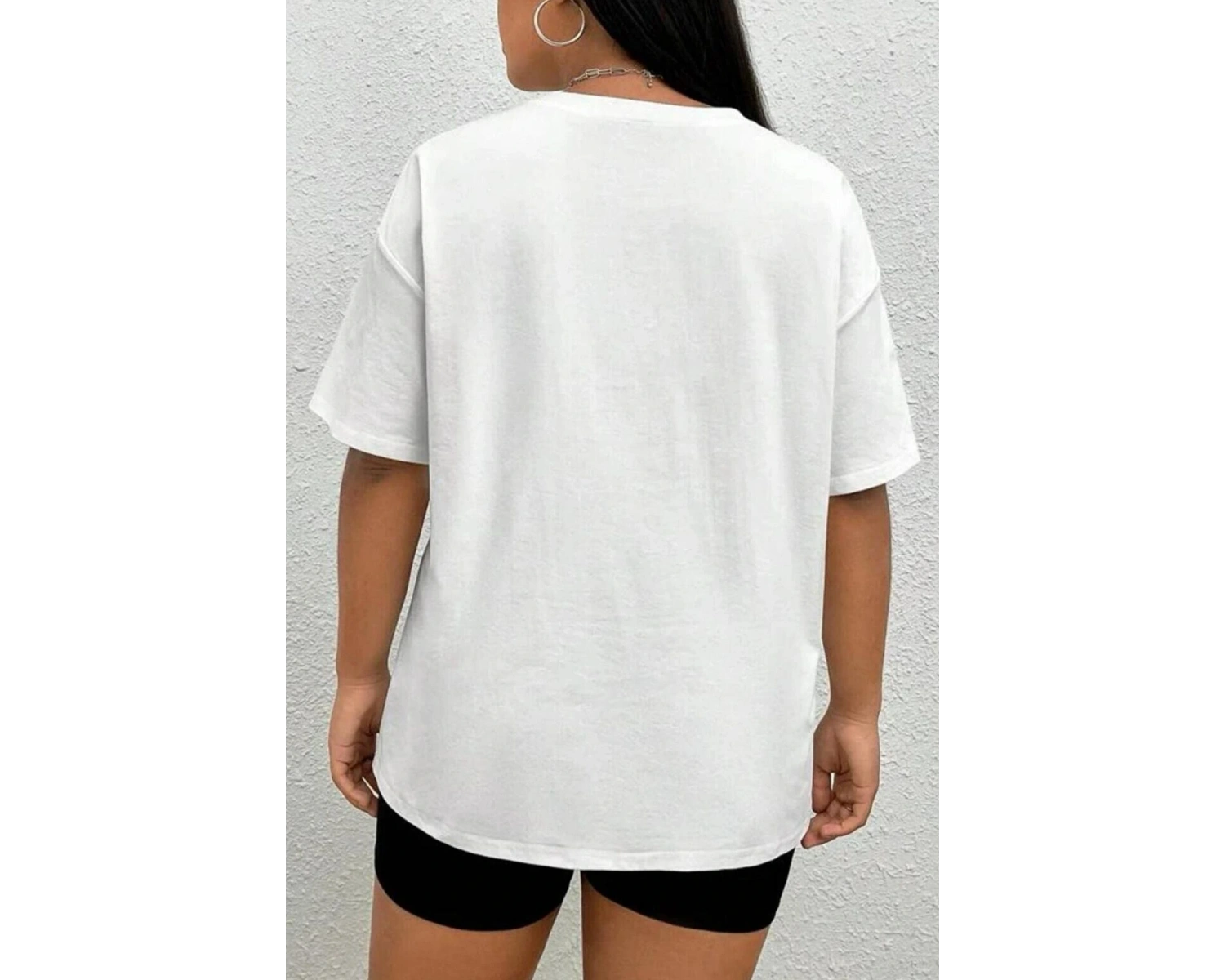 Kadın Kısa Kollu Bisiklet Yaka Tişört Salaş