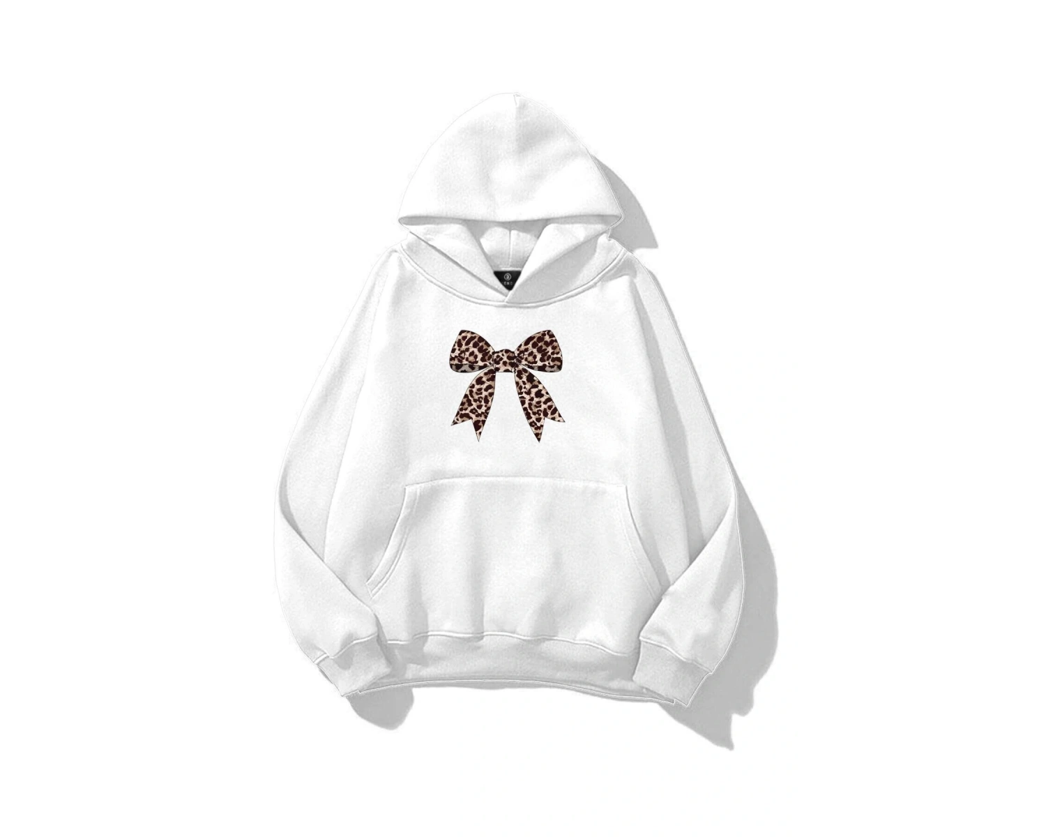 Kadın Leopar Kurdele Sweatshirt Beyaz