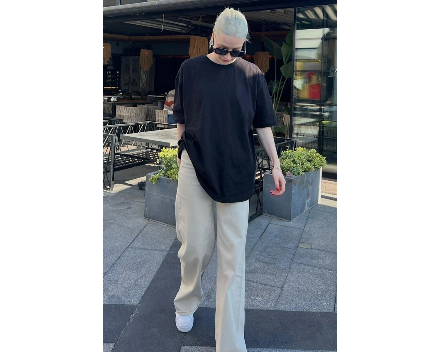 Kadın Oversize Penye Rahat Yazlık Kısa Kollu