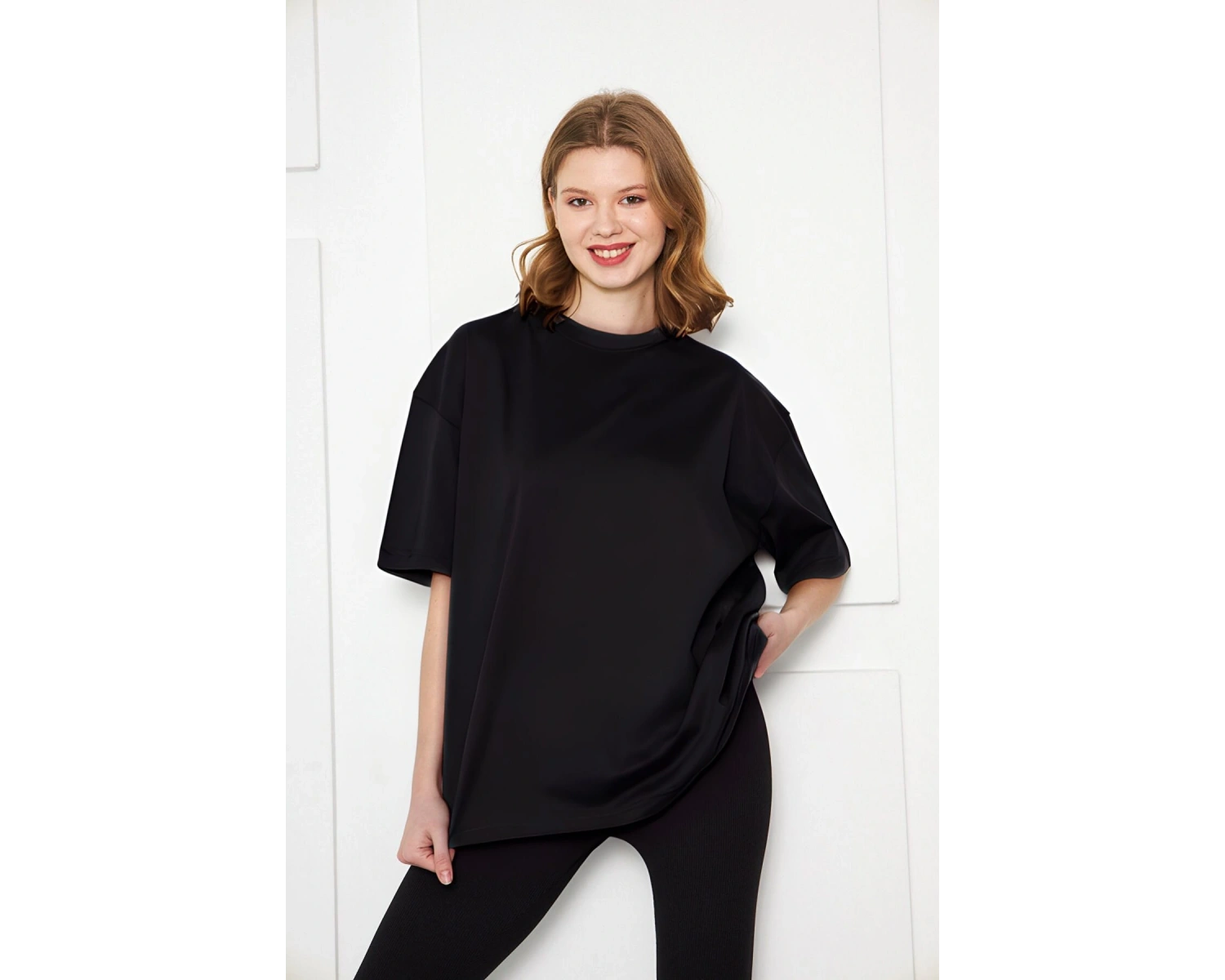 KADIN OVERSİZE PENYE YAZLIK NEFES ALAN KISA KOLLU