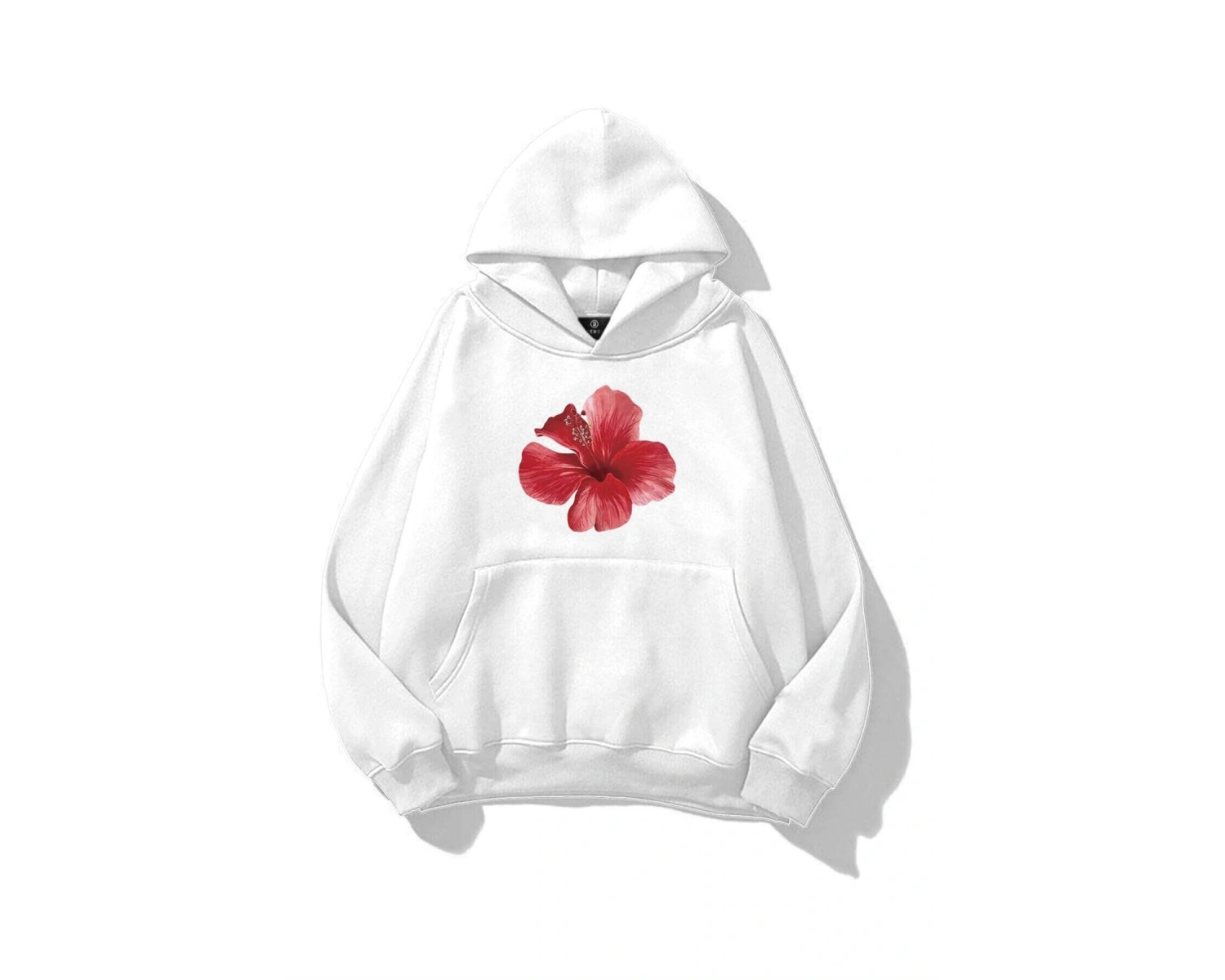 Kadın Red Hibiscus Sweatshirt Beyaz