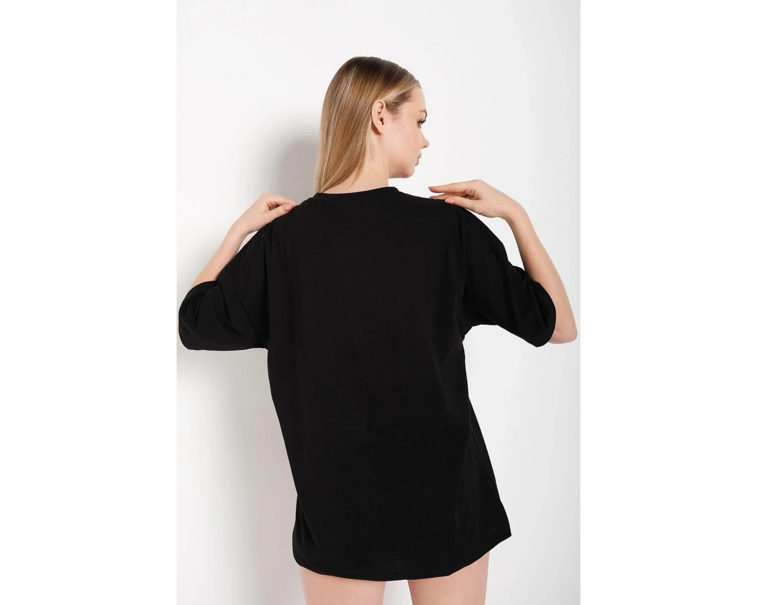 Kadın Shut Up Beyaz Baskılı Oversize Tshırt