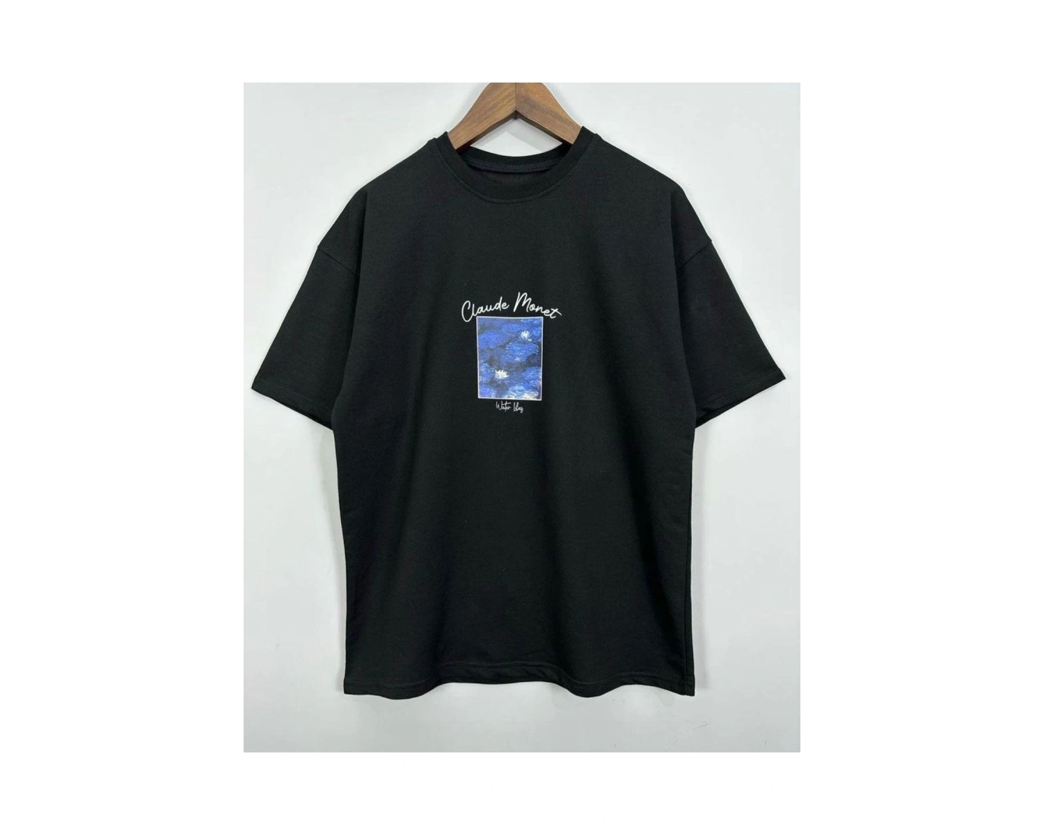 Kadın Siyah Cloude Moret Baskılı Oversize Tshirt