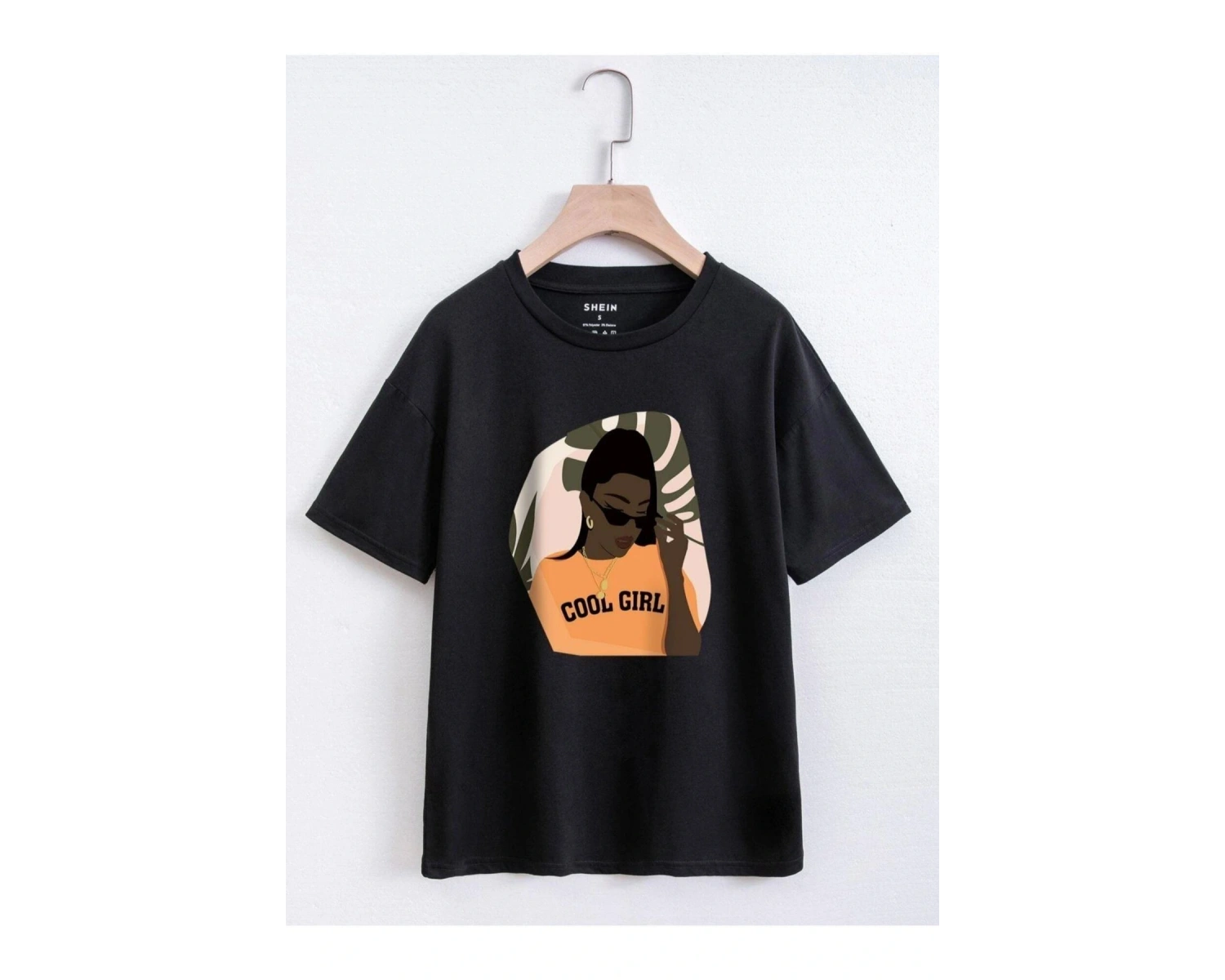 Kadın Siyah Cool Gırl Oversize Bisiklet Yaka Tshirt