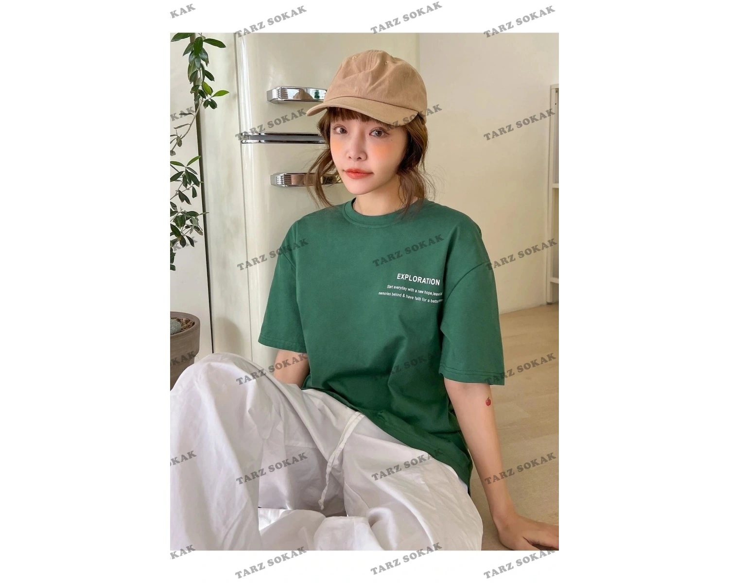 Kadın Siyah Exploration Baskılı Oversize