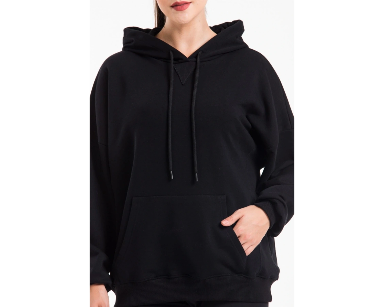 Kadın Siyah Kapüşonlu Sweatshirt Cy84194