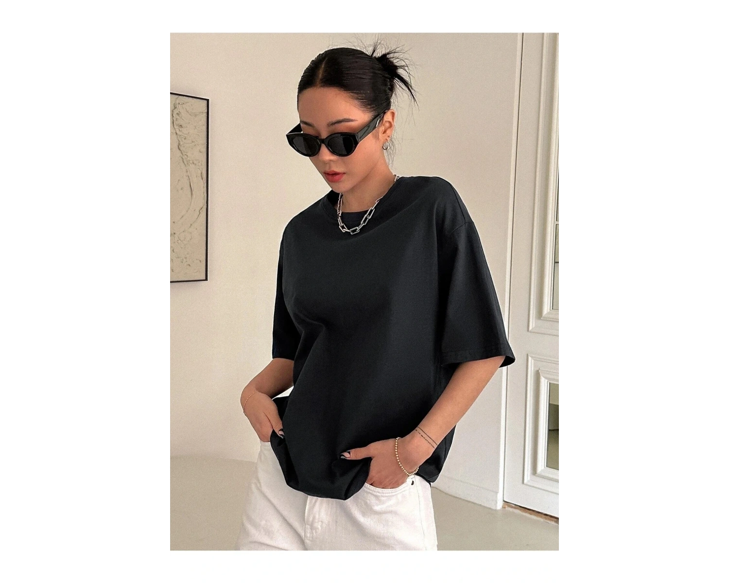 Kadın Siyah Kind Hearted Baskılı Oversize T-shirt