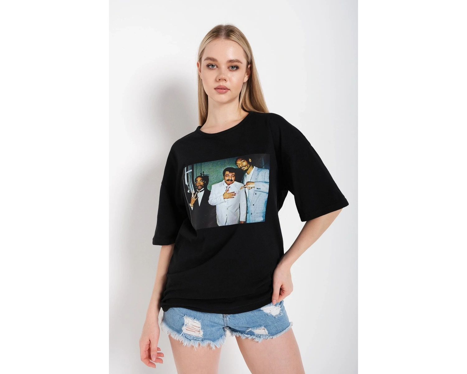 Kadın Siyah Müslüm Gürses Baskılı Tshırt