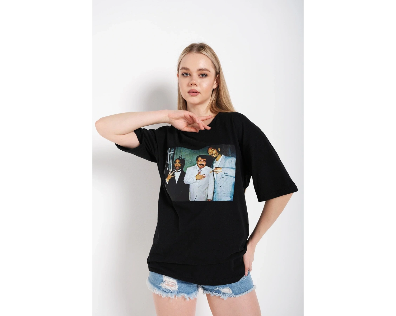 Kadın Siyah Müslüm Gürses Baskılı Tshırt