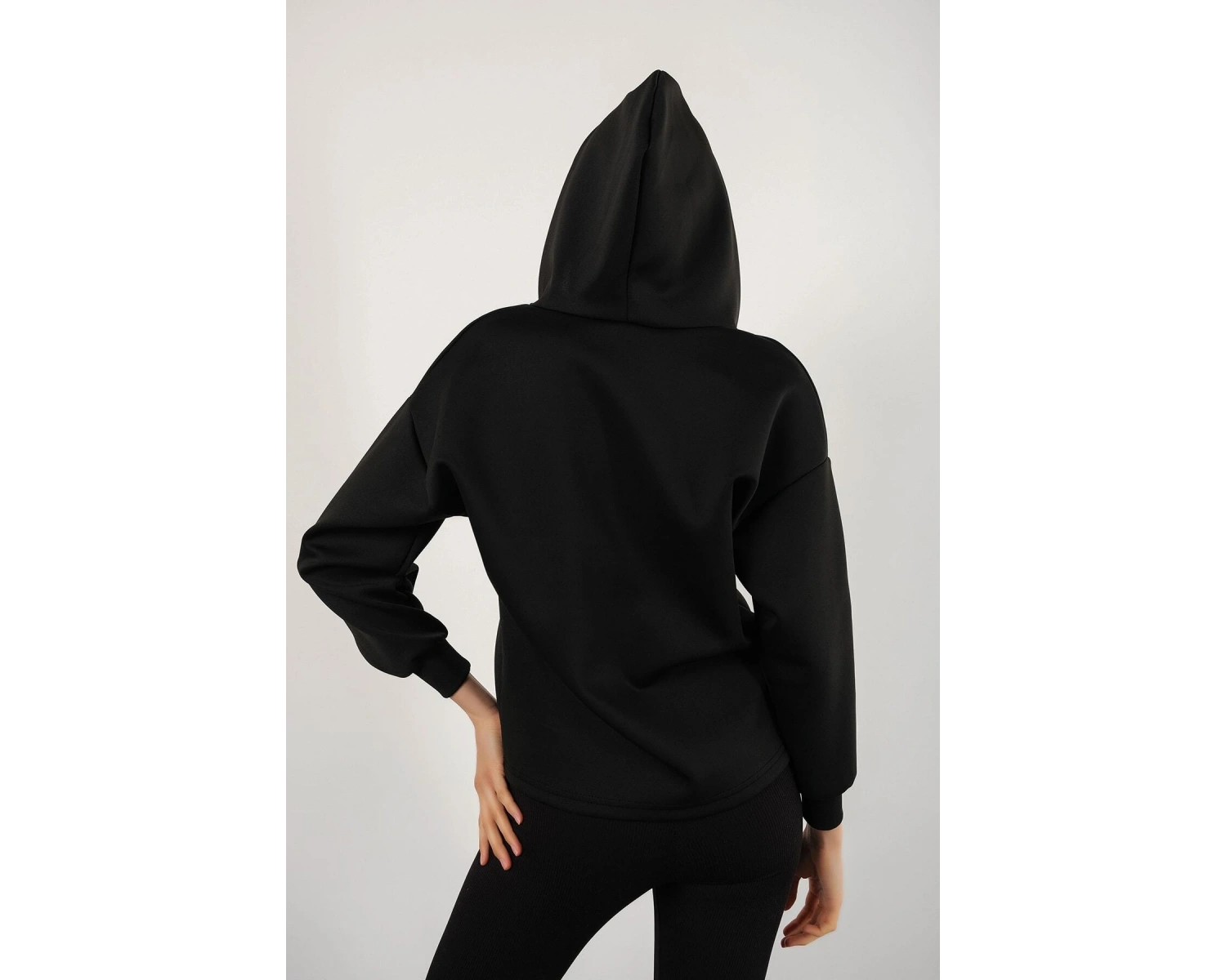 Kadın Siyah Scuba Kapüşonlu Sweatshirt scubasweatshirt