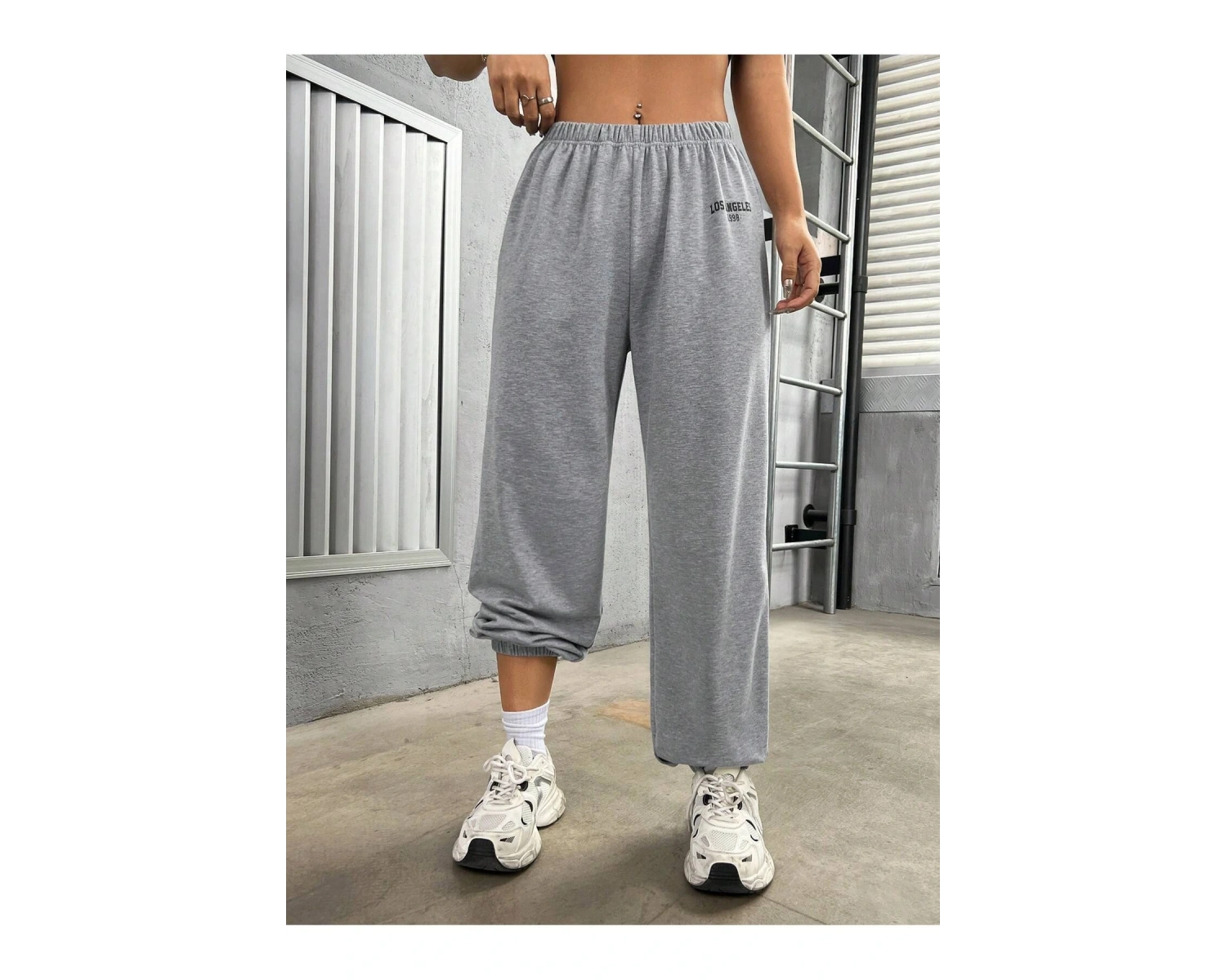 Kadın Yazılı Desenli Elastik Etekli Jogger Eşofman Altı