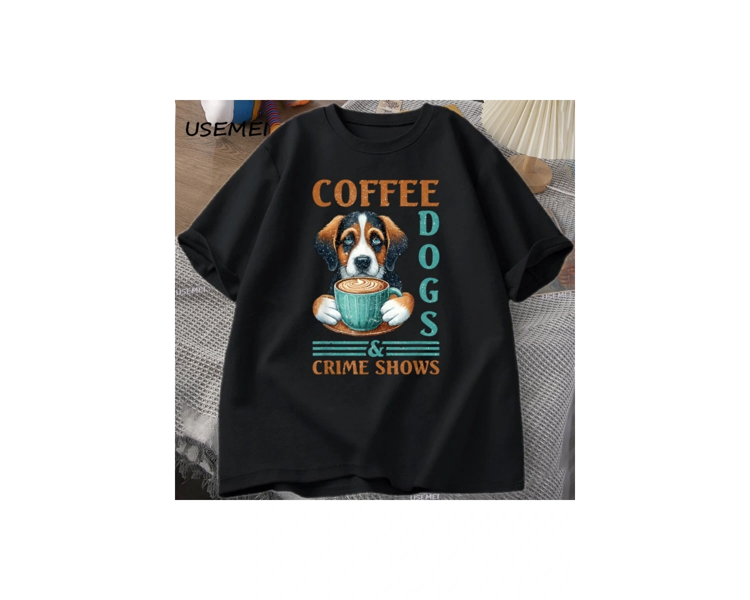 Kahve Köpekleri T-shirt Komik Pamuk Kısa Kollu Yuvarlak Boyun TErkek Kadın Rahat Soka 3021