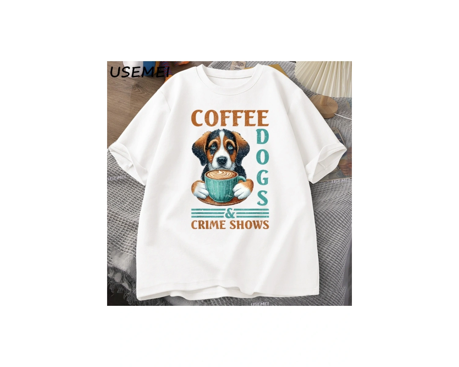 Kahve Köpekleri T-shirt Komik Pamuk Kısa Kollu Yuvarlak Boyun TErkek Kadın Rahat Soka 3021