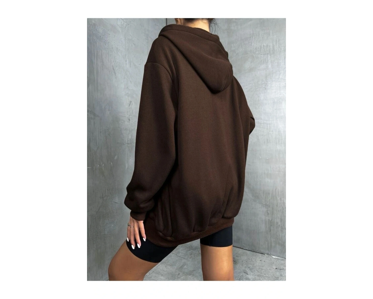 Kahverengi Fermuarlı Oversize Sweatshirt NEW YORK21 Kahverengi