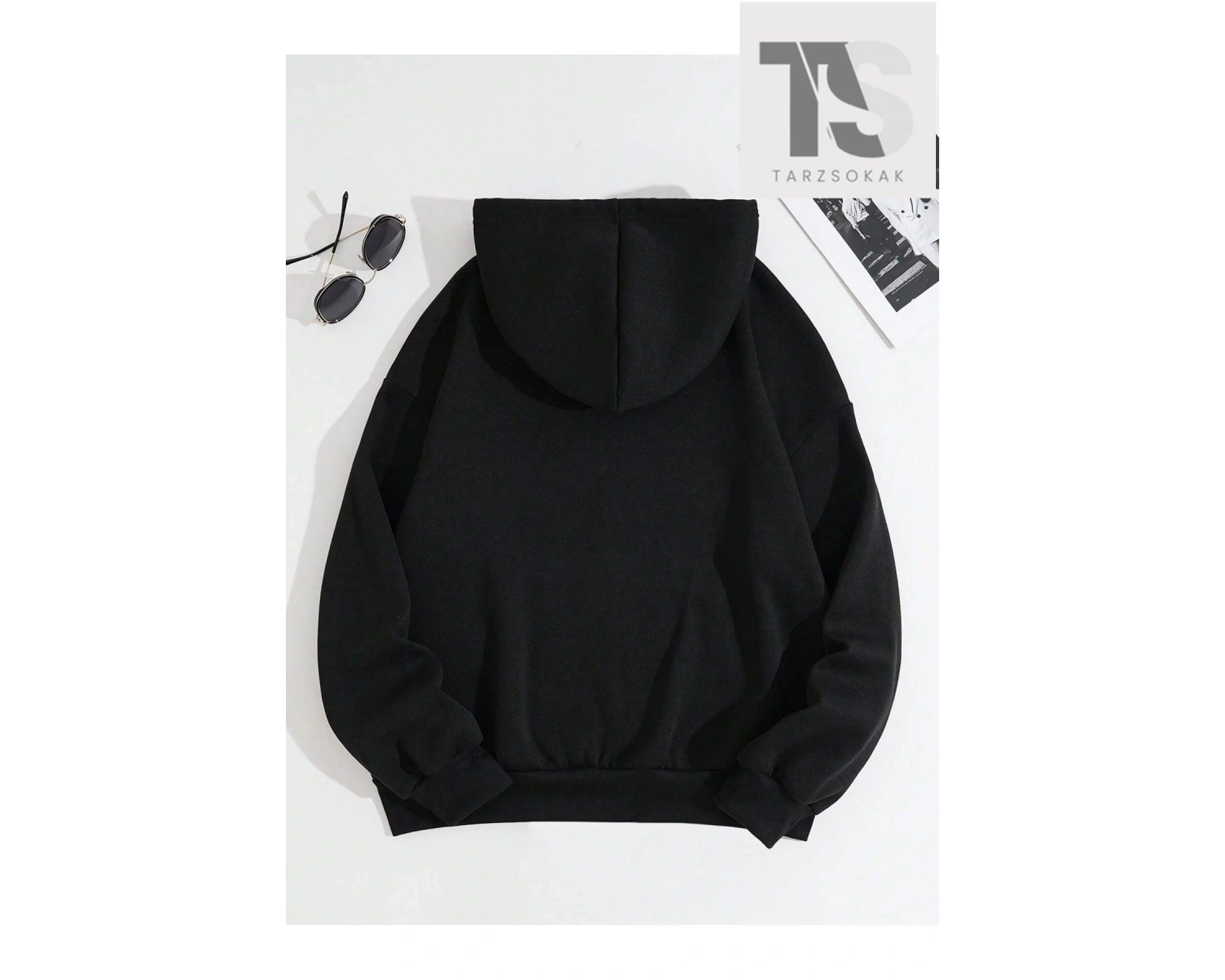 Kalp Ağ Minimal Örümcek Sweatshirt Fermuarlı Hırka Siyah