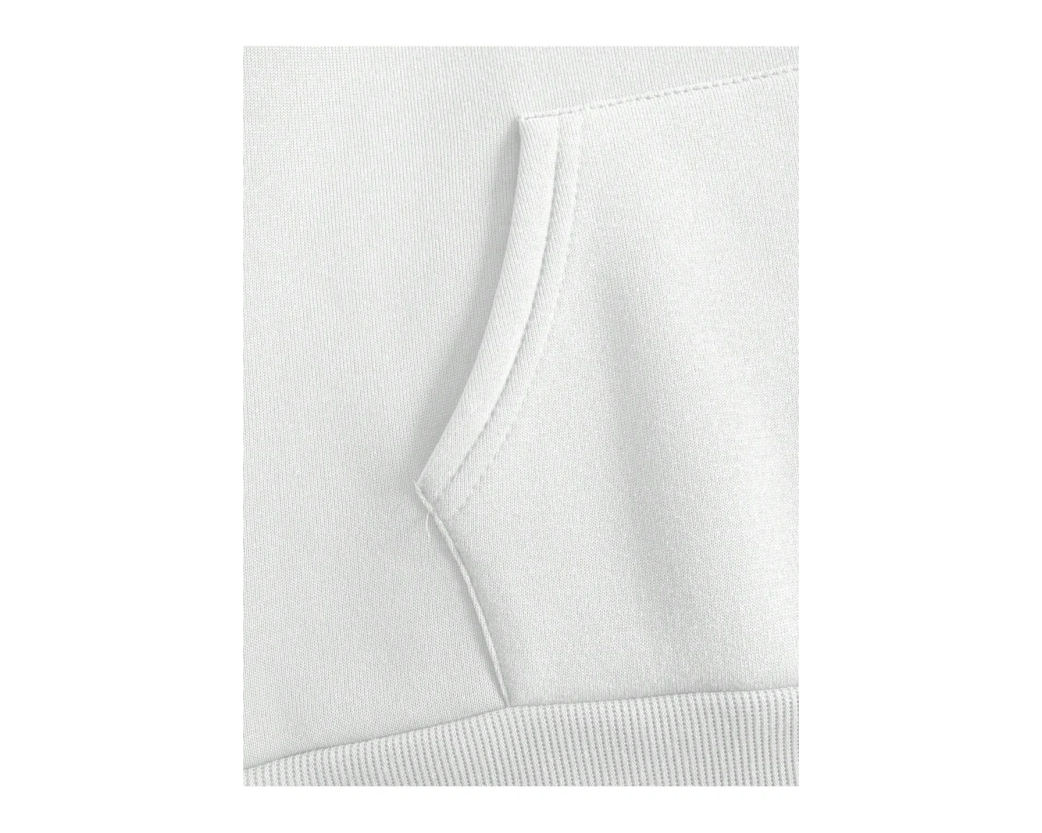 Kanguru Cepli İpli Kapşonlu Beyaz