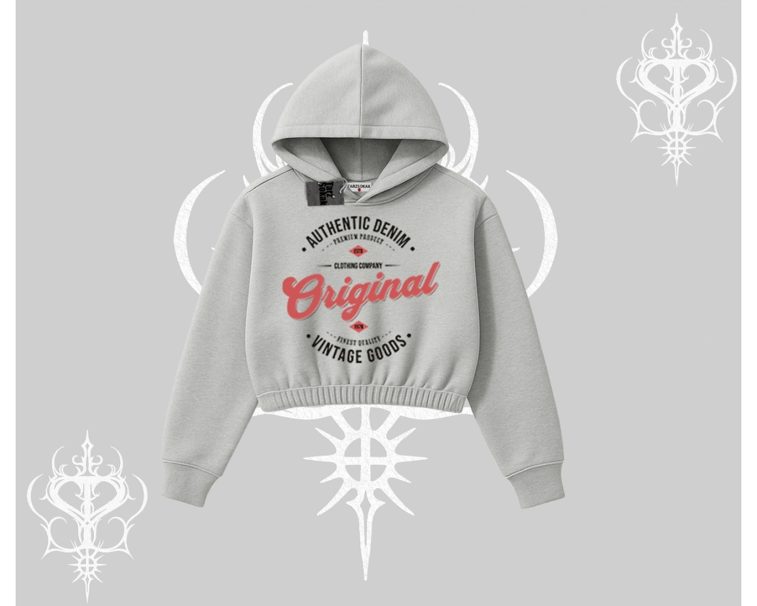 Kapşonlu Crop Sweatshirt Authentic Denim Original