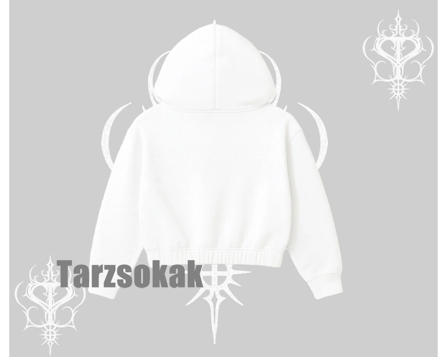 Kapşonlu Crop Sweatshirt Hard Rock Winged Guitar Rebellion