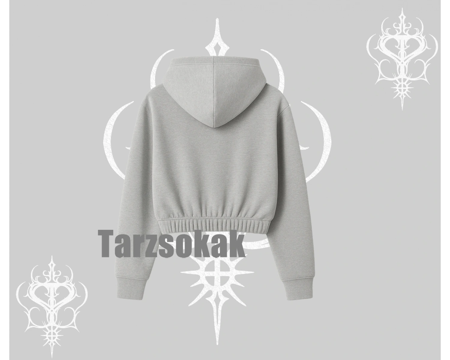 Kapşonlu Crop Sweatshirt Hard Rock Winged Guitar Rebellion