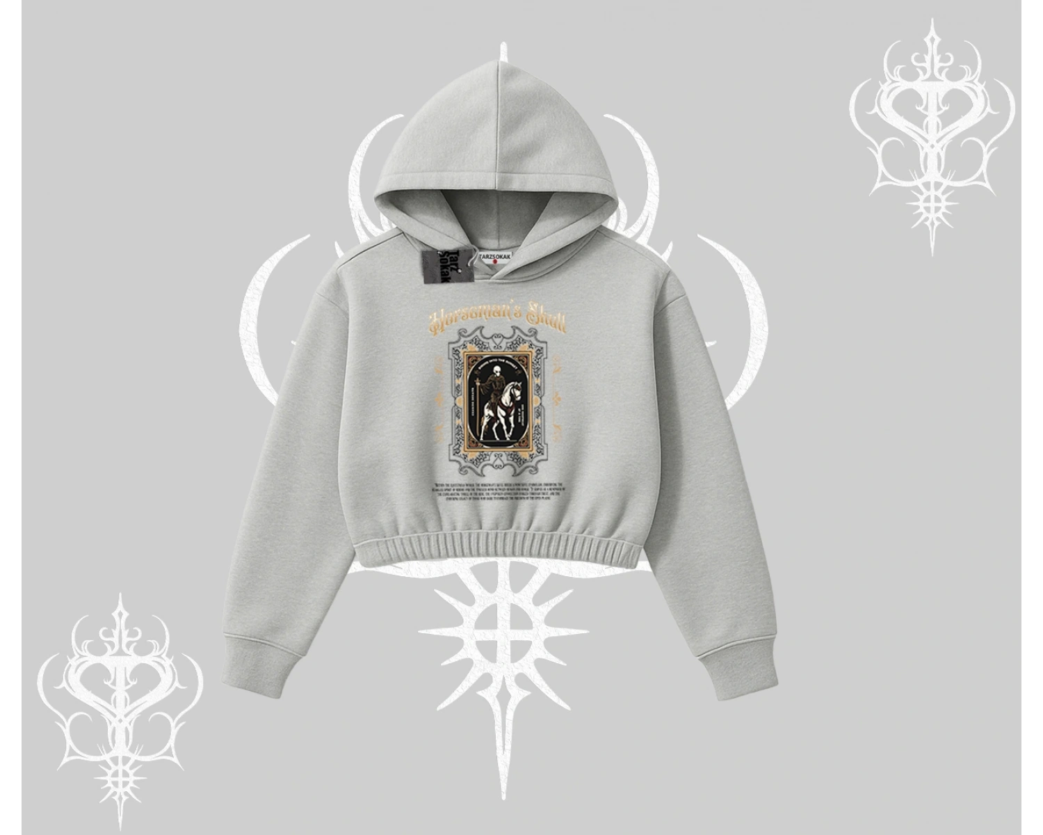 Kapşonlu Crop Sweatshirt Horseman’s Skull Dark Relic Street Legacy