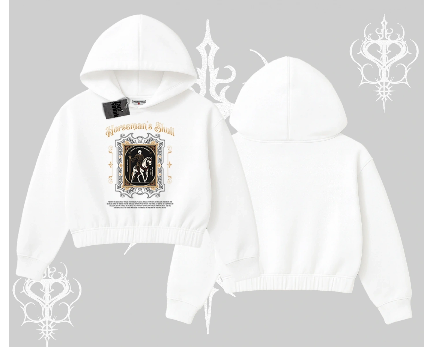 Kapşonlu Crop Sweatshirt Horseman’s Skull Dark Relic Street Legacy