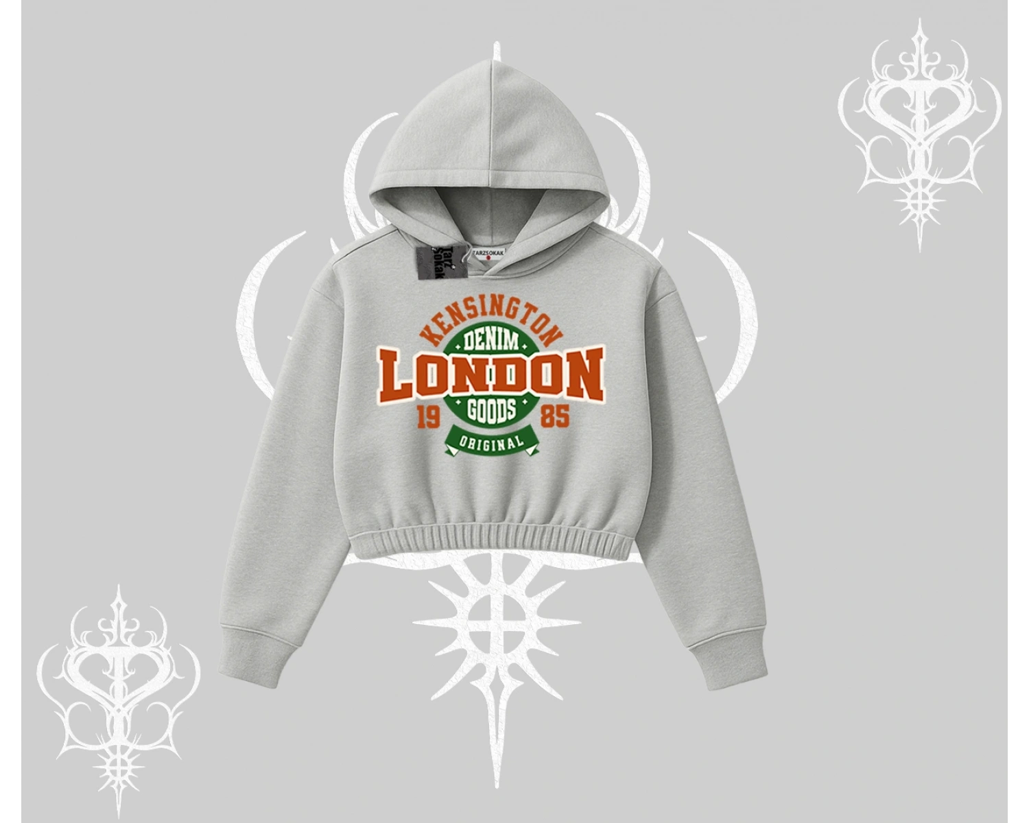 Kapşonlu Crop Sweatshirt London Denim 1985