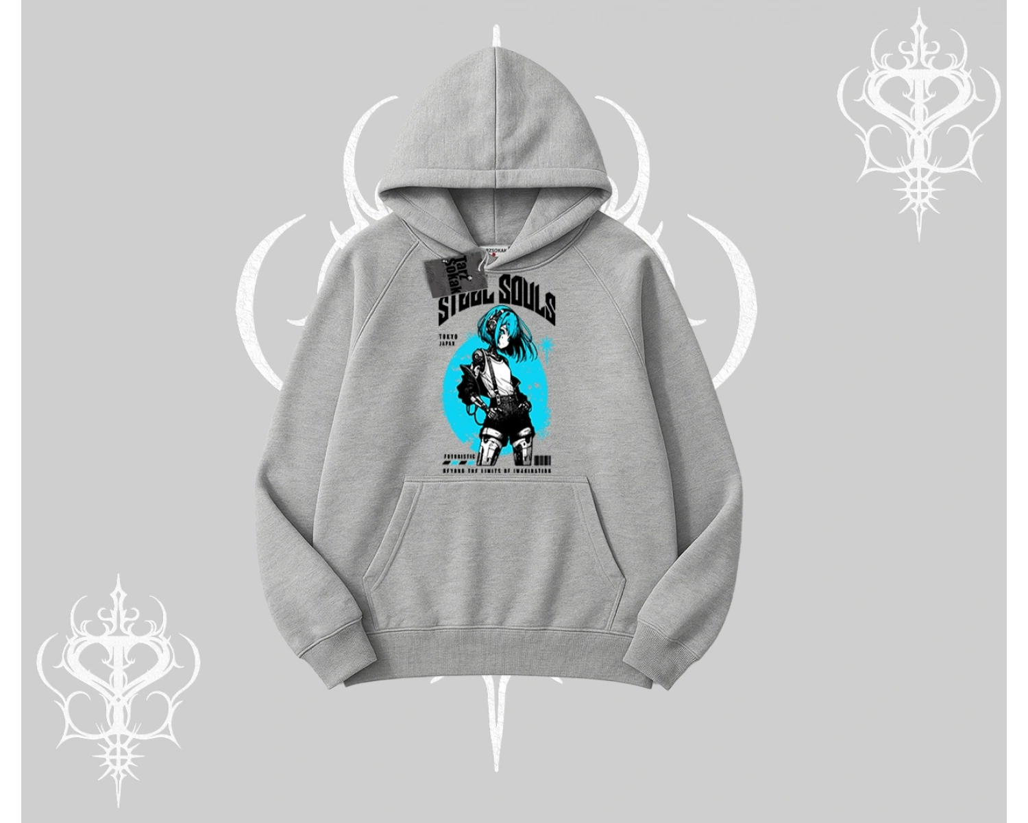 Kapşonlu Sweatshirt Anime Cyberpunk Kız Baskılı