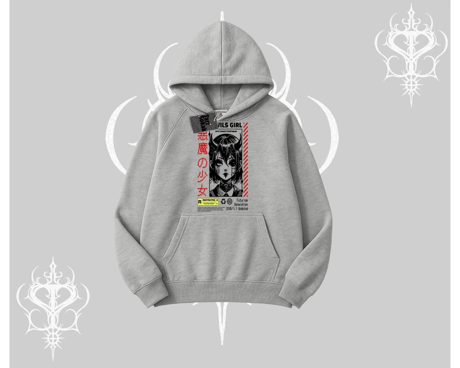 Kapşonlu Sweatshirt Anime Devils Girl Japanese Style Baskılı