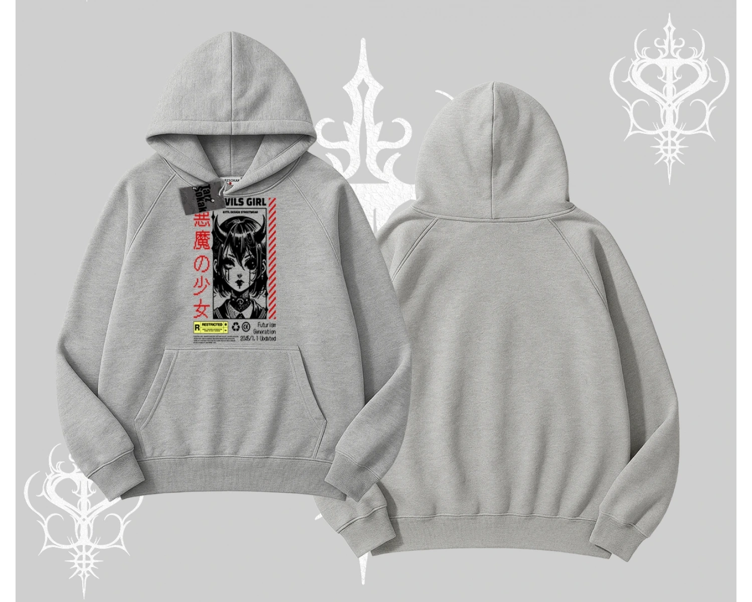 Kapşonlu Sweatshirt Anime Devils Girl Japanese Style Baskılı