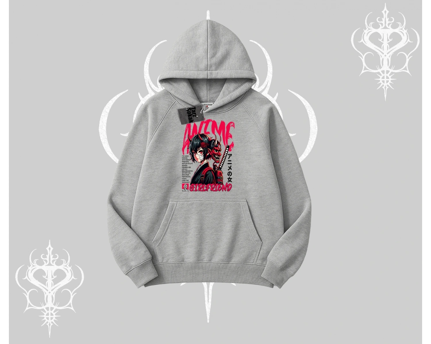 Kapşonlu Sweatshirt Anime Girlfriend Kırmızı