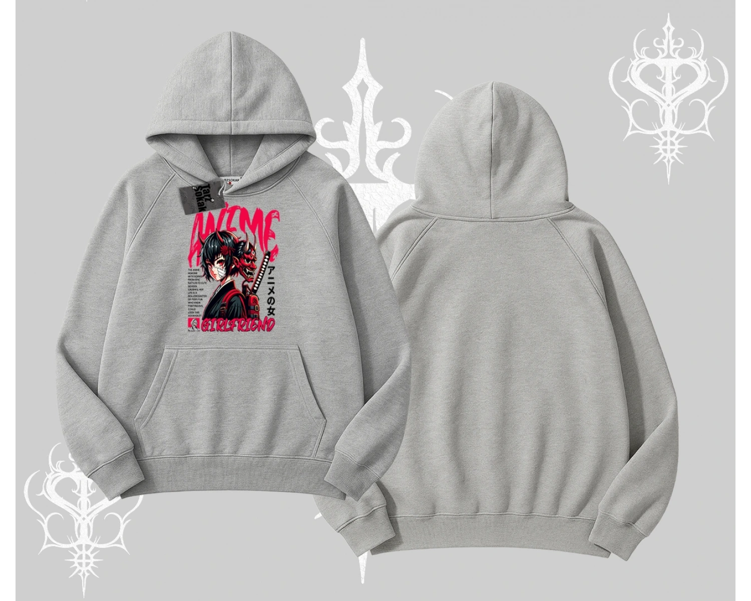 Kapşonlu Sweatshirt Anime Girlfriend Kırmızı