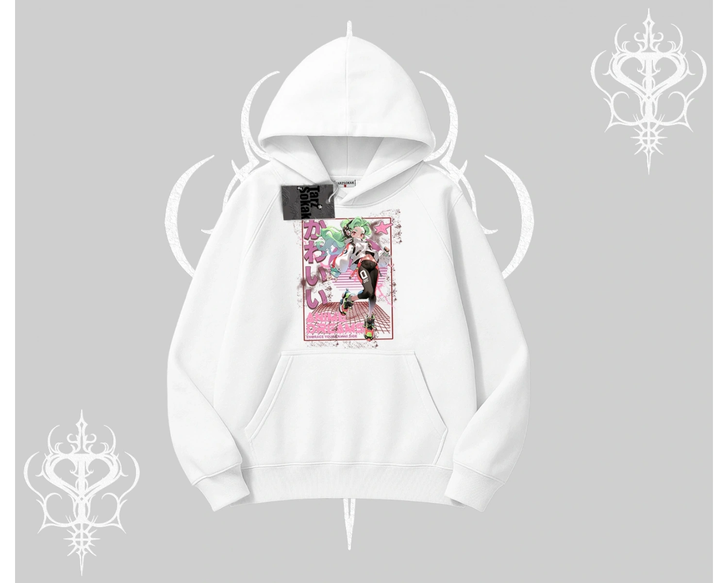 Kapşonlu Sweatshirt Anime Kawaii Japon Kız Desenli