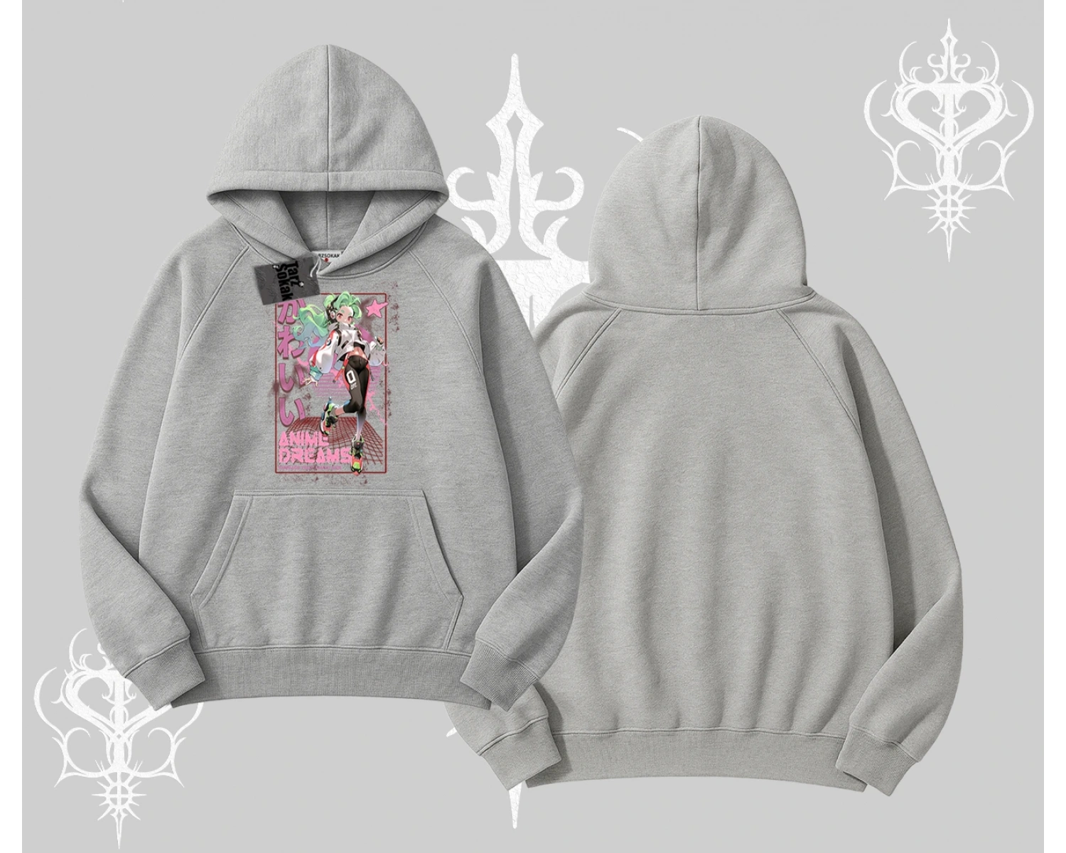 Kapşonlu Sweatshirt Anime Kawaii Japon Kız Desenli