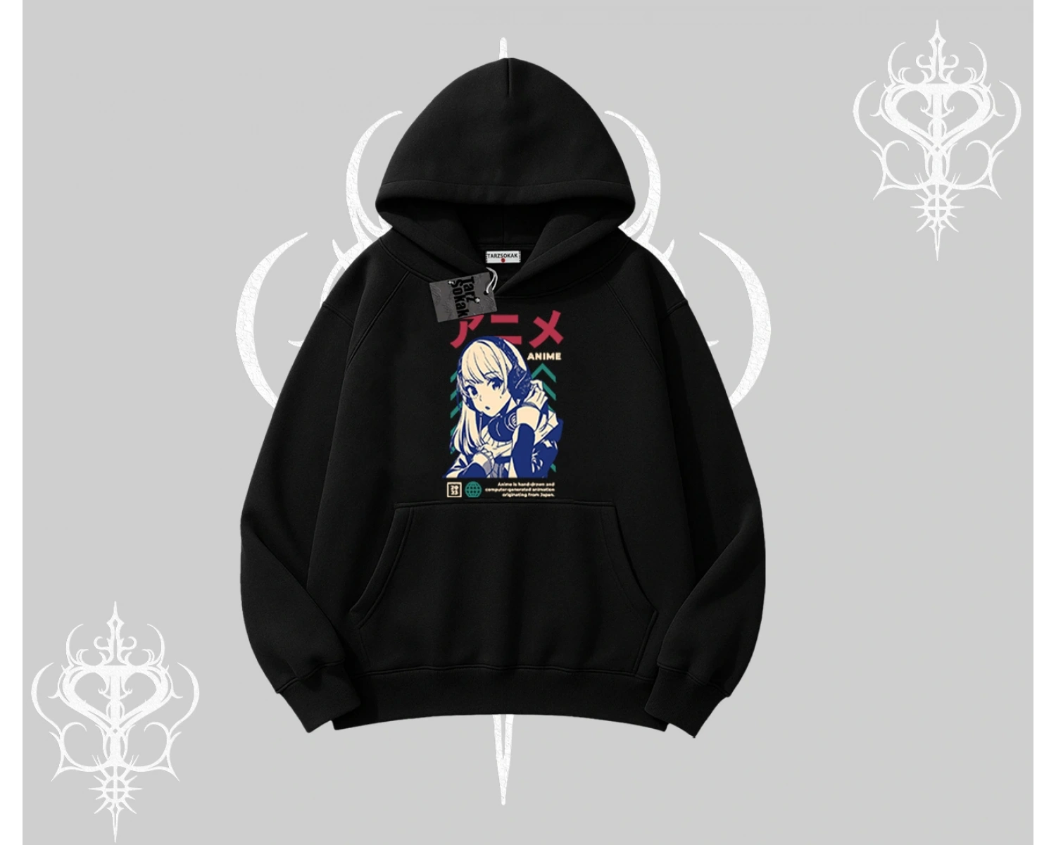 Kapşonlu Sweatshirt Anime Kız Desenli Japon Tarzı