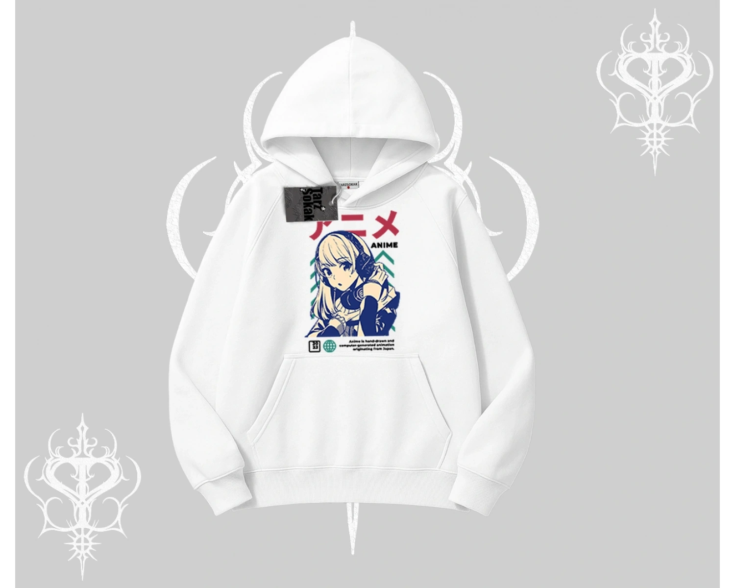 Kapşonlu Sweatshirt Anime Kız Desenli Japon Tarzı