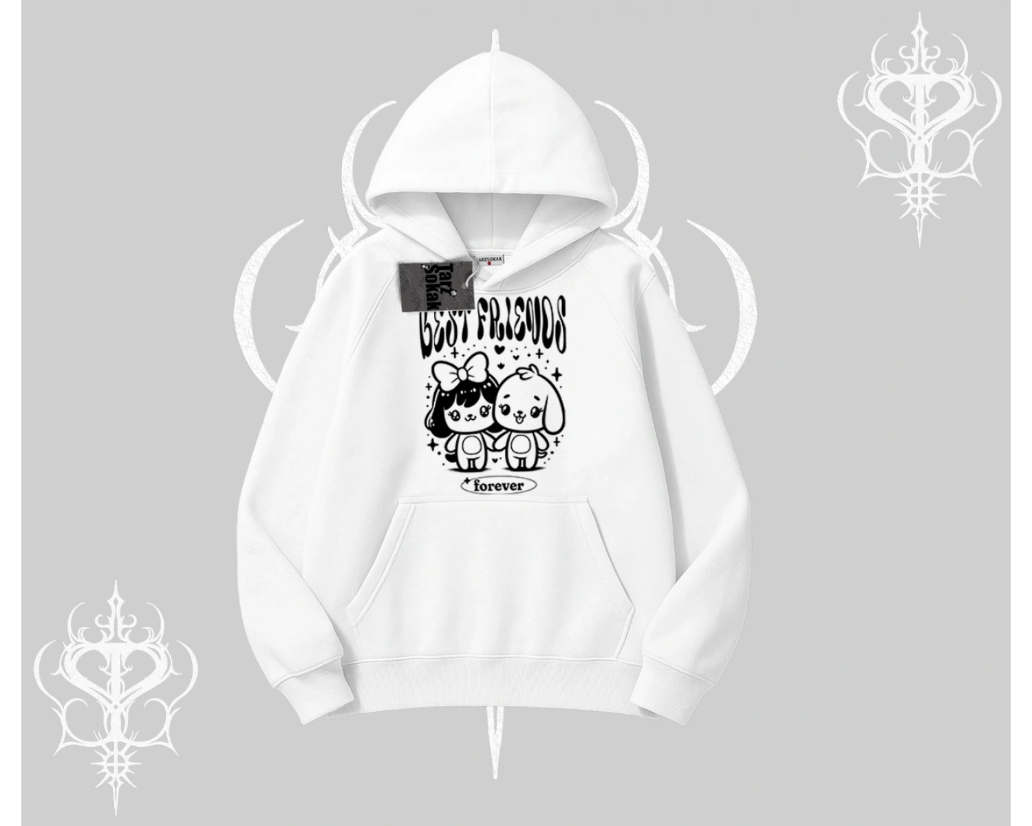 Kapşonlu Sweatshirt Best Friends Forever Baskılı Sevimli Tasarım