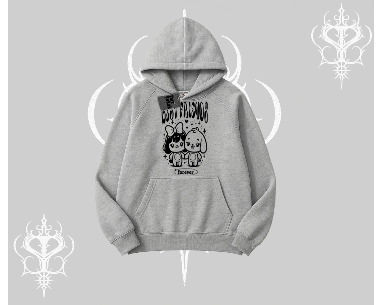 Kapşonlu Sweatshirt Best Friends Forever Baskılı Sevimli Tasarım