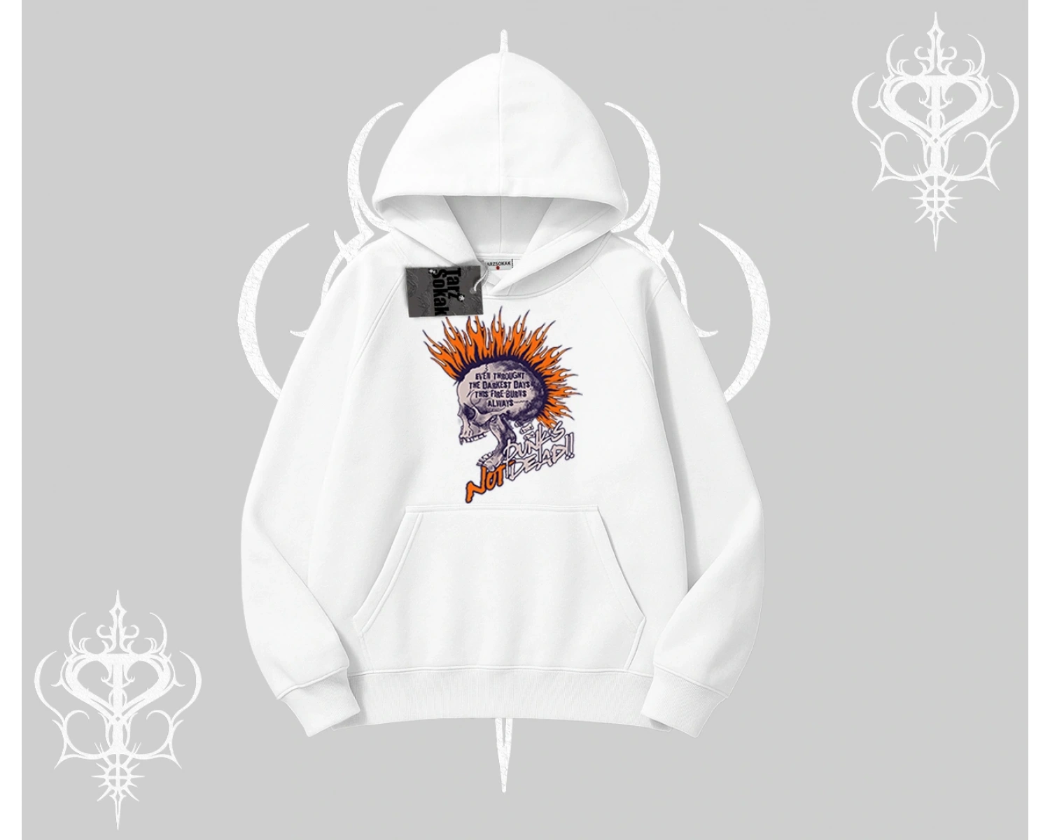 Kapşonlu Sweatshirt Burning Skull Rebel Street Anthem