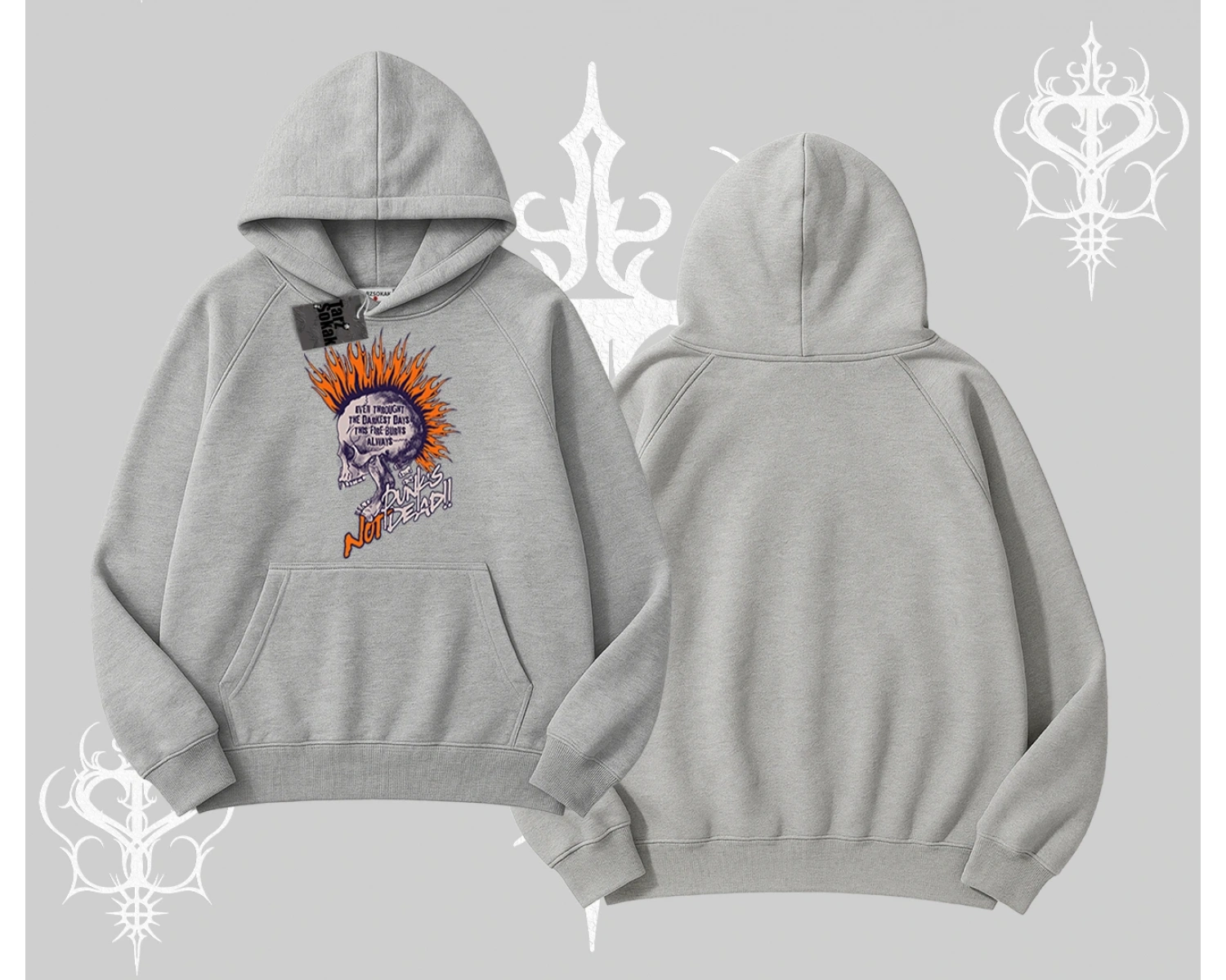 Kapşonlu Sweatshirt Burning Skull Rebel Street Anthem