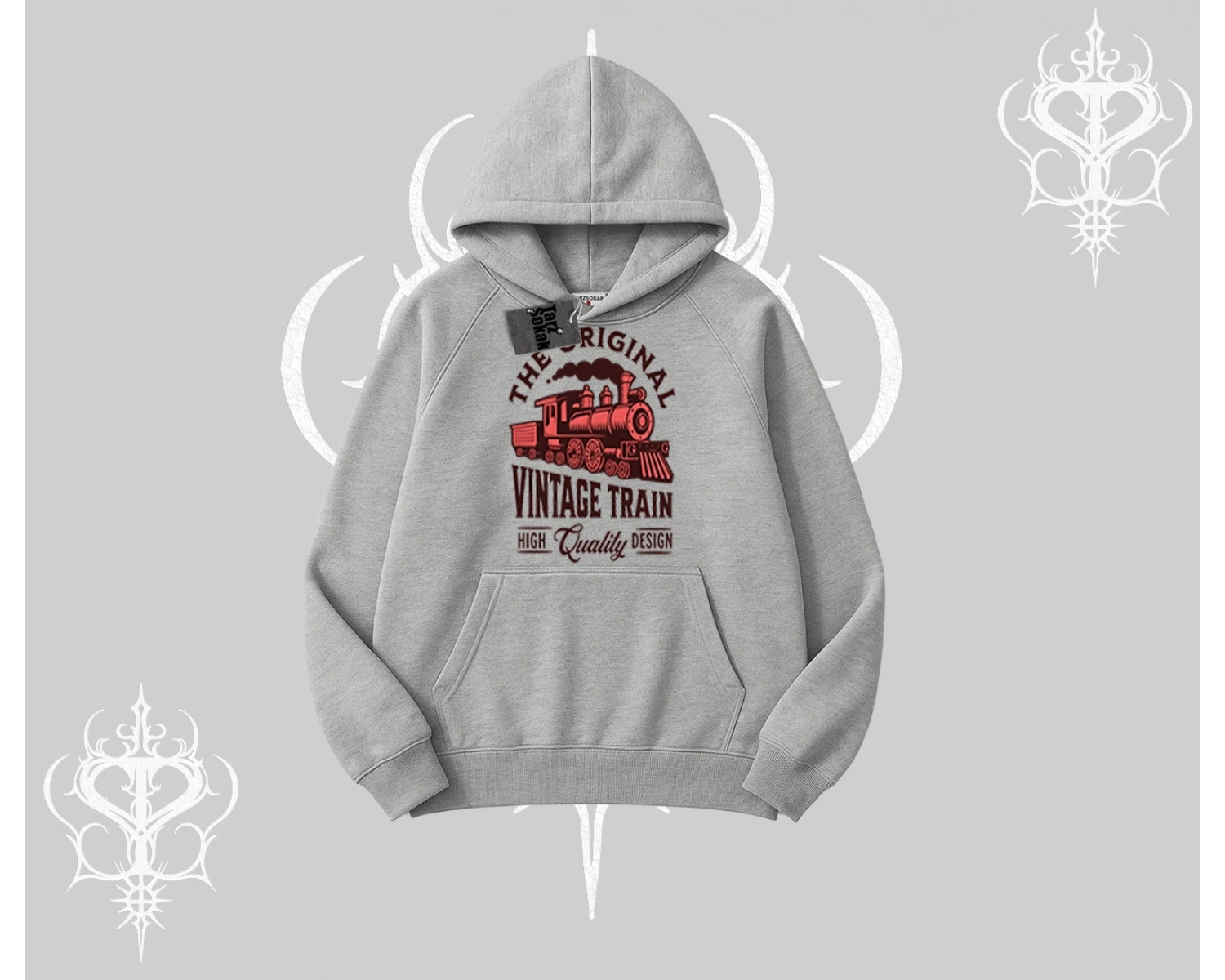 Kapşonlu Sweatshirt Classic Railroad Vintage Train Street Aesthetic