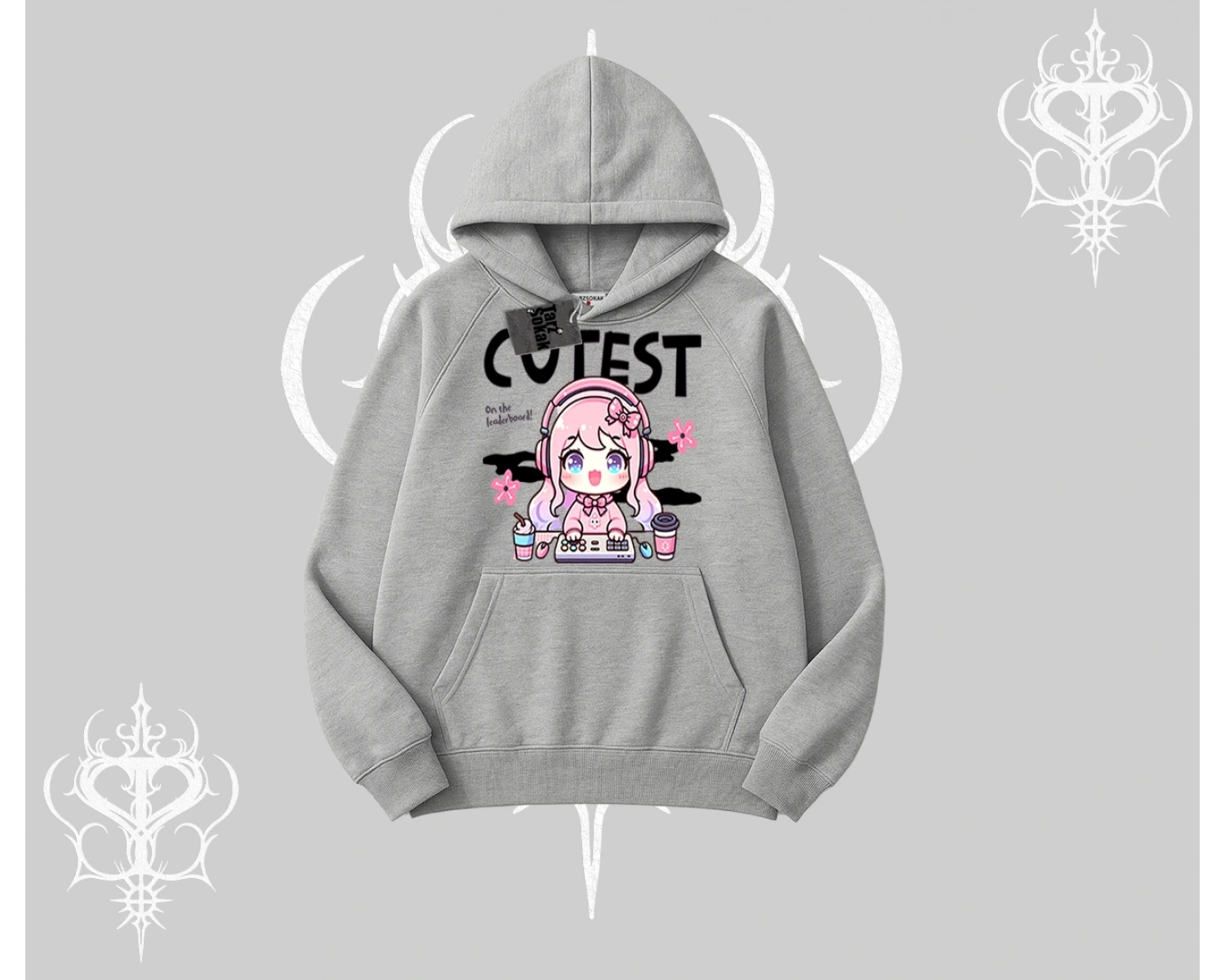 Kapşonlu Sweatshirt Cute Anime Gamer Girl Baskılı