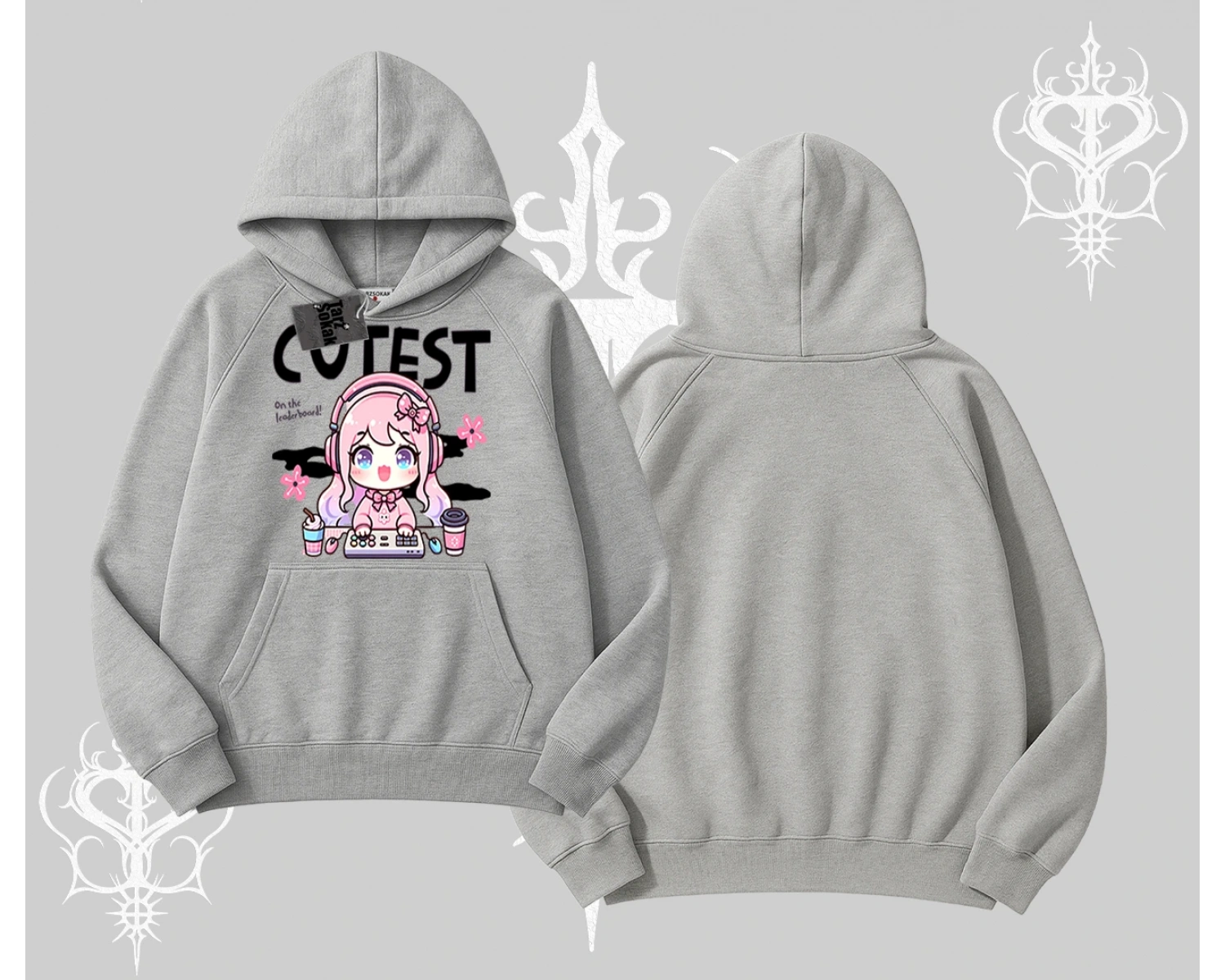 Kapşonlu Sweatshirt Cute Anime Gamer Girl Baskılı