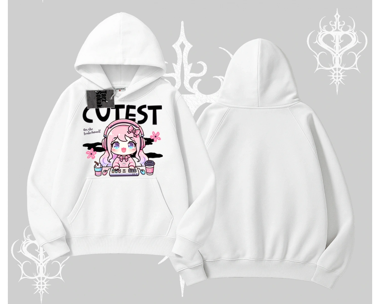 Kapşonlu Sweatshirt Cute Anime Gamer Girl Baskılı