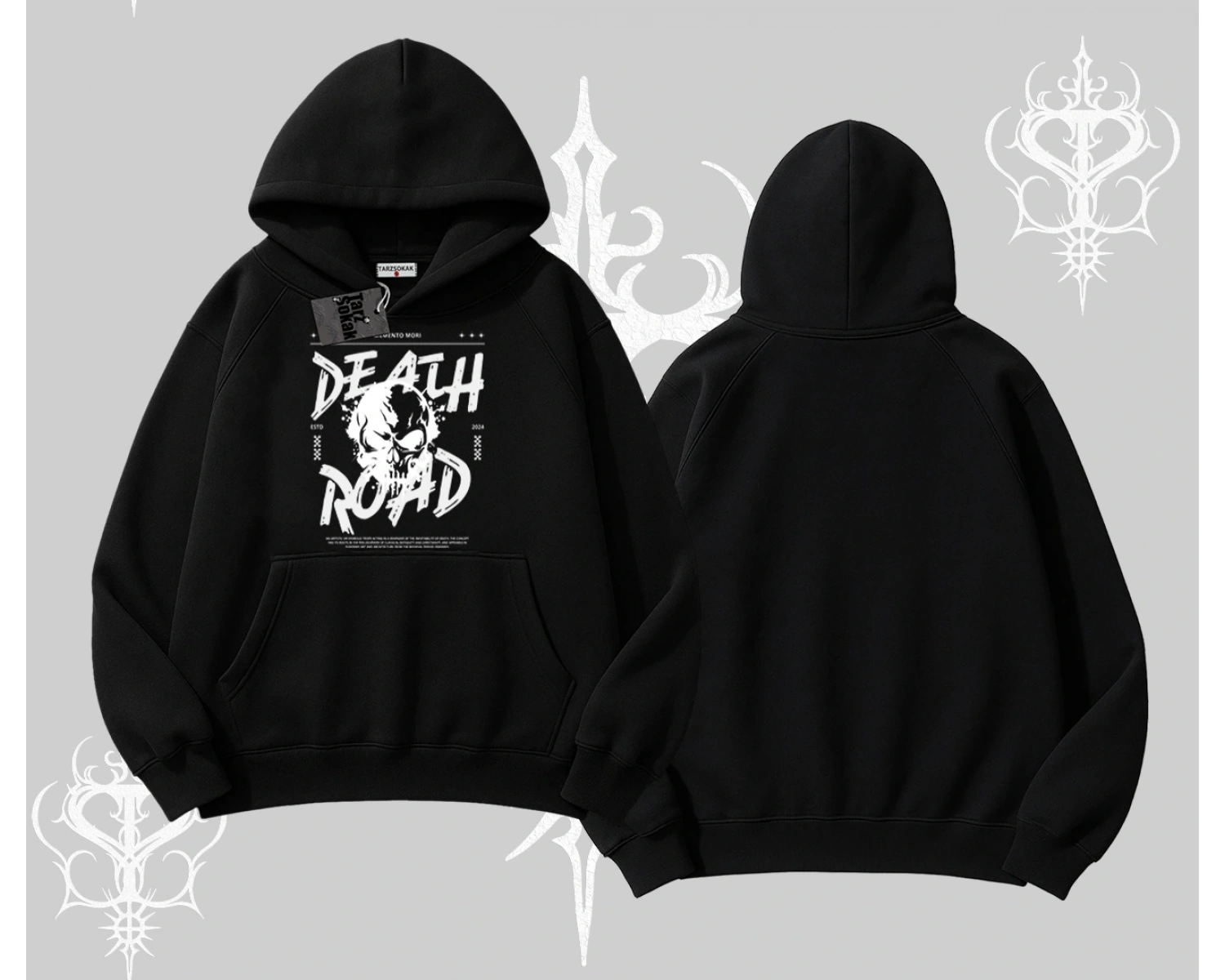Kapşonlu Sweatshirt Death Road Memento Mori Street Manifest