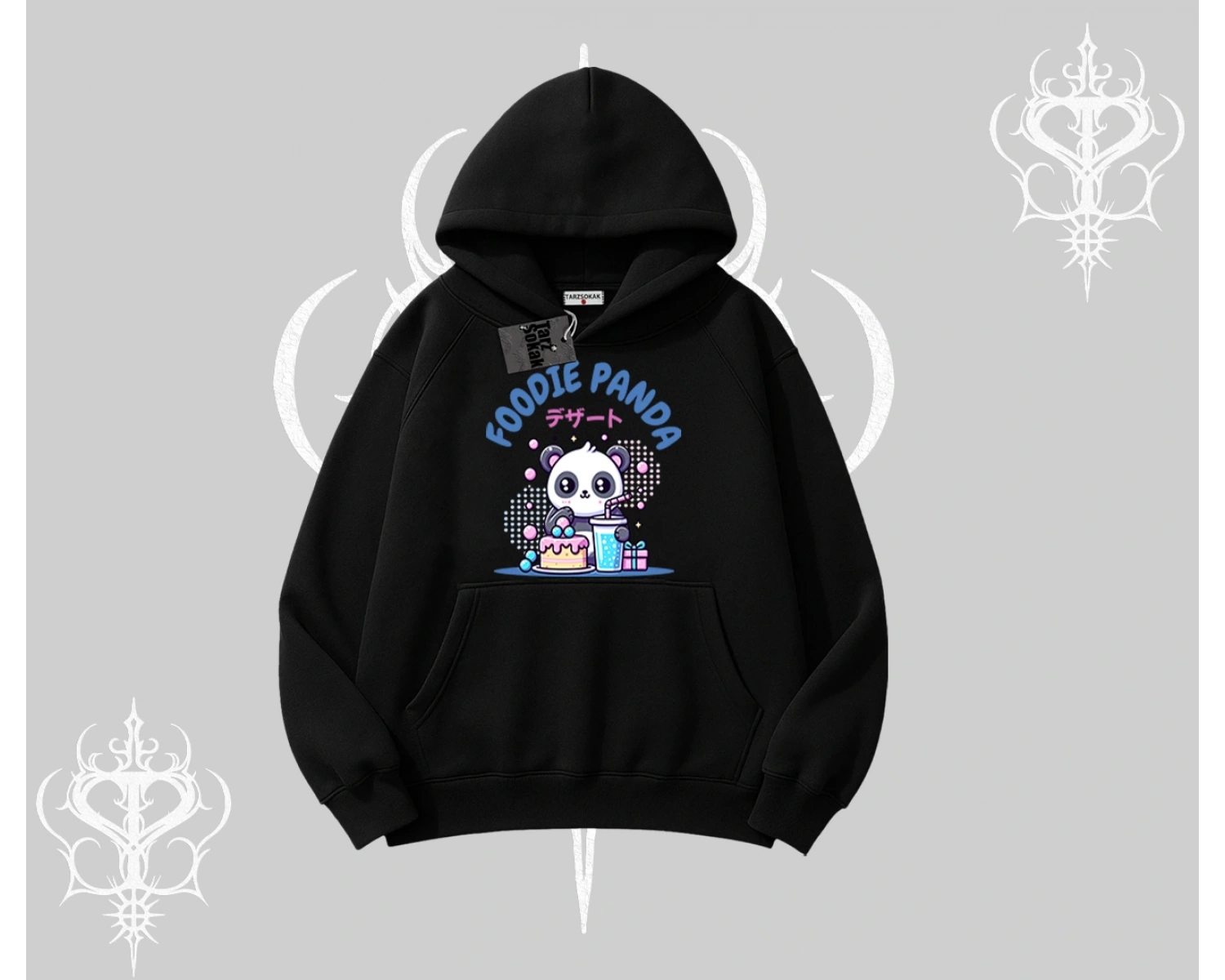 Kapşonlu Sweatshirt Foodie Panda Tatlı ve Sevimli Panda Baskılı