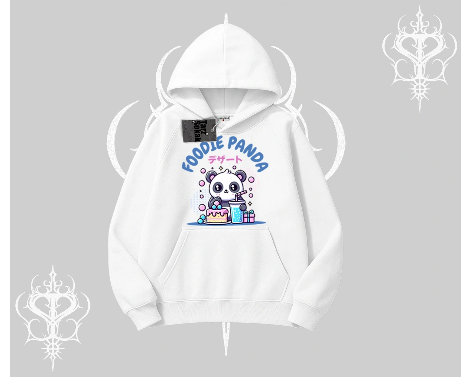 Kapşonlu Sweatshirt Foodie Panda Tatlı ve Sevimli Panda Baskılı