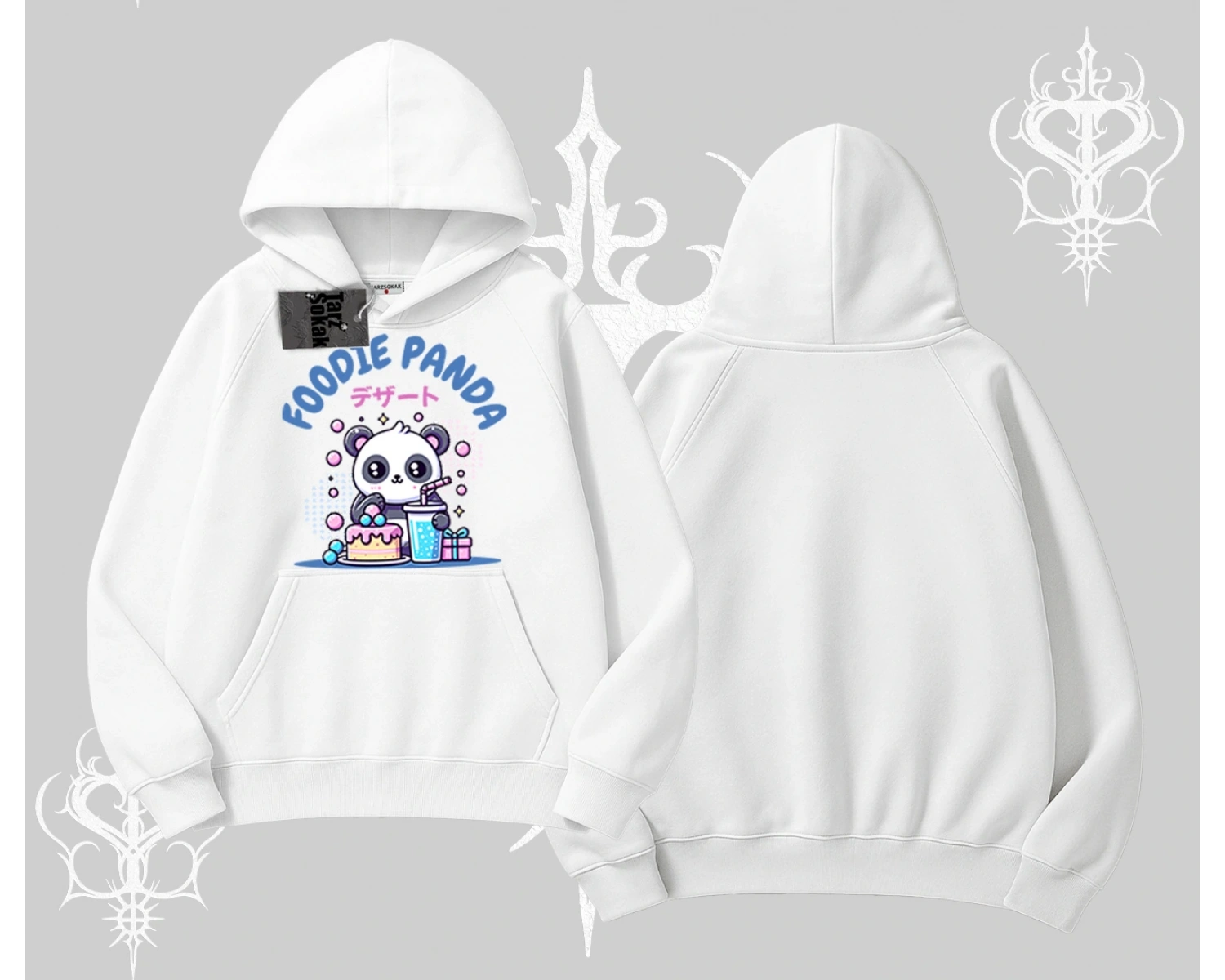 Kapşonlu Sweatshirt Foodie Panda Tatlı ve Sevimli Panda Baskılı