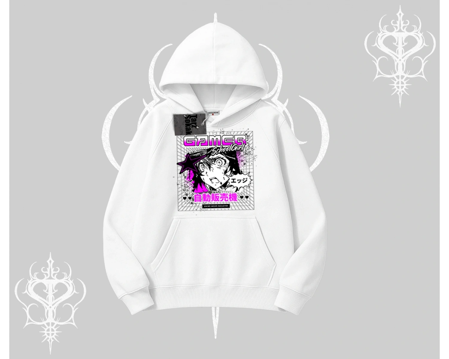Kapşonlu Sweatshirt Games Schoolgirl Anime Baskılı