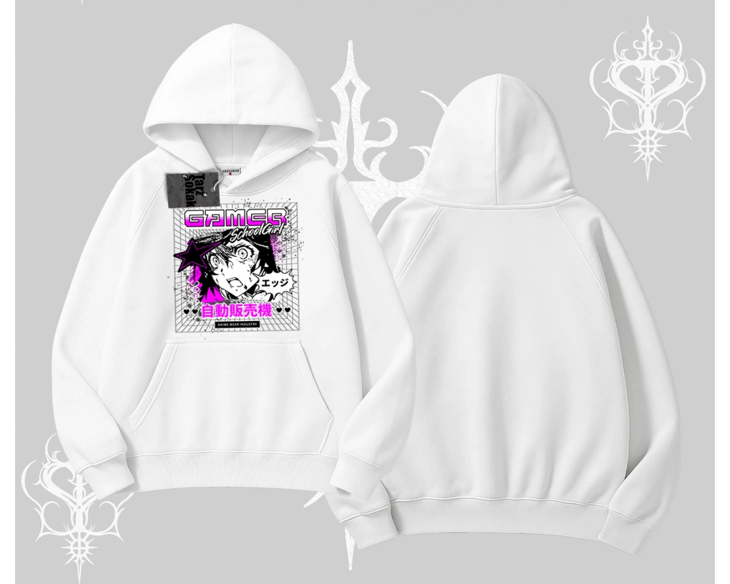 Kapşonlu Sweatshirt Games Schoolgirl Anime Baskılı