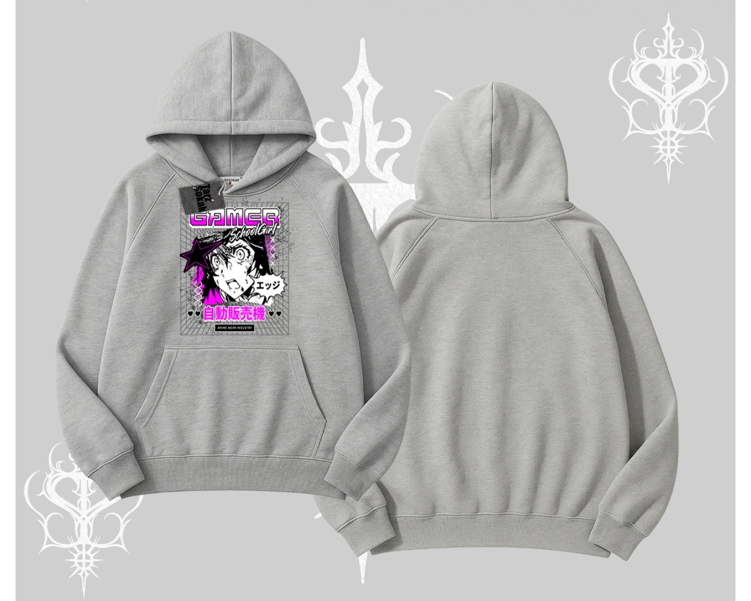 Kapşonlu Sweatshirt Games Schoolgirl Anime Baskılı